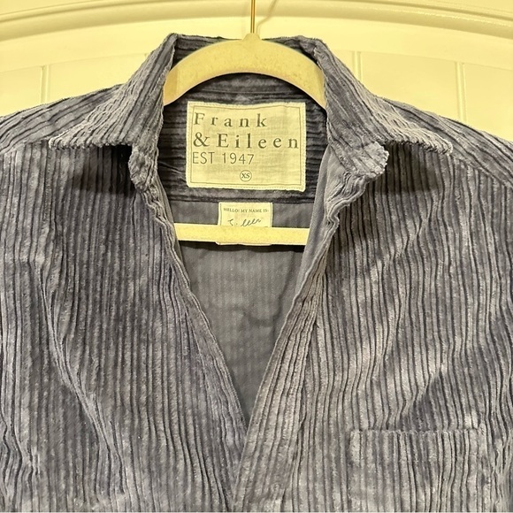 NWT Frank & Eileen Eileen Relaxed Fit Corduroy Button-Up Shirt in lagoon blue - Picture 2 of 10